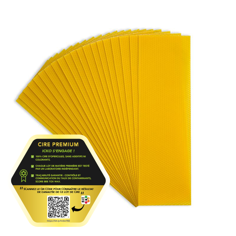 Cire gaufrée premium dadant hausse (130x410 mm) - 5 kg