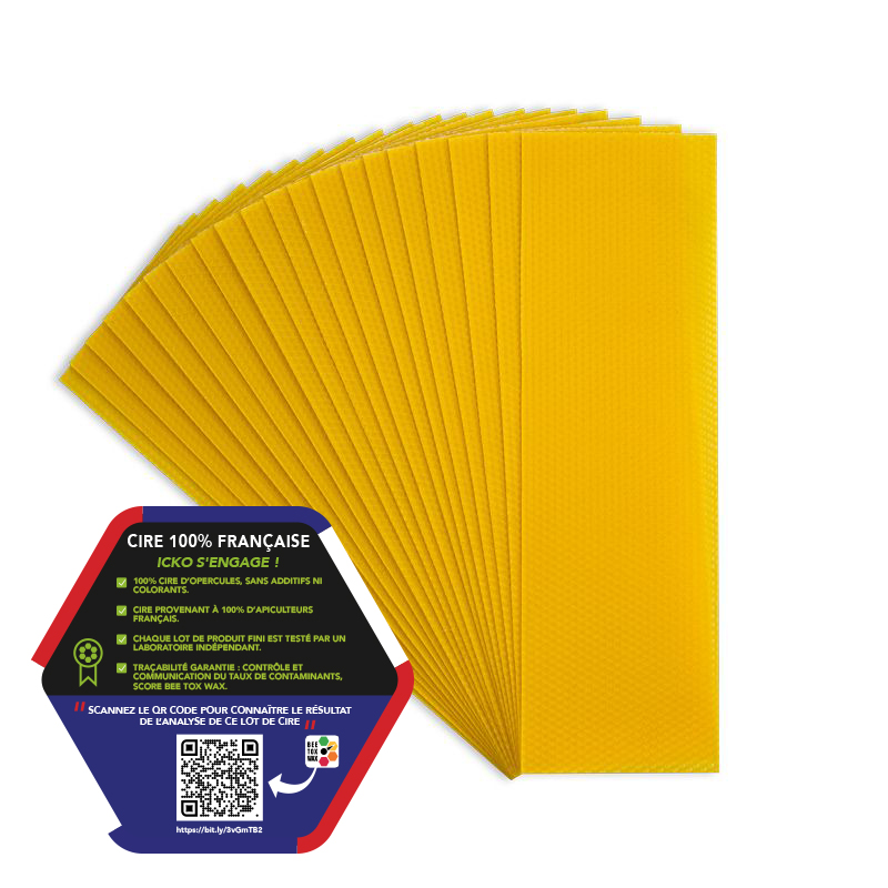 Cire gaufrée française dadant hausse (130x410 mm) - 1 kg