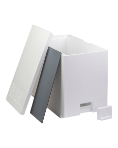 Ruchette polystyr&egrave;ne haute densit&eacute; Dadant 6 cadres fond a&eacute;r&eacute; avec toit et plaque d'hivernage - ICKO