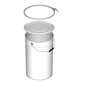 Seau métallique 40kg (30L) avec couvercle et collier levier