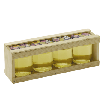 Coffret cadeau en bois - pour 4 pots 125 g