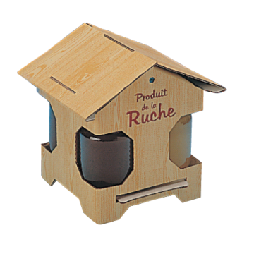 Coffret cadeau carton "mini-ruche" - pour 4 pots 125g