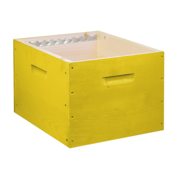 Corps de ruche Dadant 10 cadres mi-bois avec crémaillères - jaune - Ruchéco