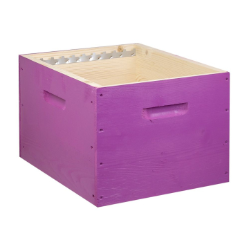 Corps de ruche Dadant 10 cadres mi-bois avec crémaillères - violet - Ruchéco