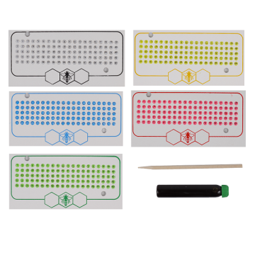 Coffret de marquage des reines avec pastilles numérotées et colle