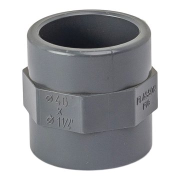 Raccord PVC filetage femelle Ø 33x42 - mâle à coller Ø 40 mm