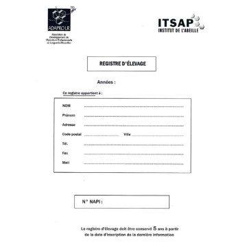 Registre d'élevage apicole officiel pour apiculteurs