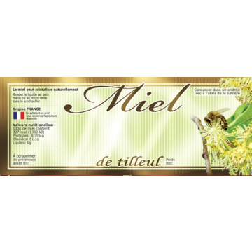 Lot de 100 étiquettes adhésives "miel de tilleul" 154x60mm