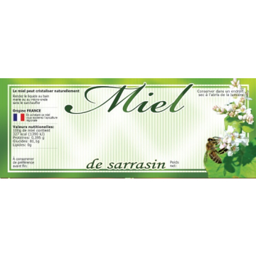Lot de 100 étiquettes adhésives "miel de sarrasin" 154 x 60 mm