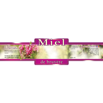 Étiquettes personnalisables miel de bruyère (100 ex.) - 185x55 mm