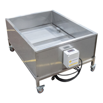Bac fondoir isolé inox sur roulettes 1000x810x250mm pour désoperculation