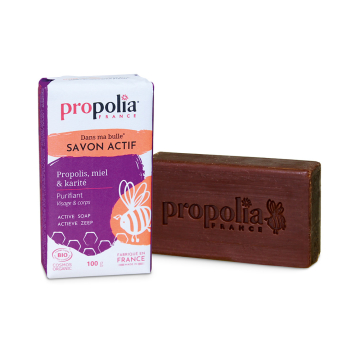 Savon actif bio propolis miel karité - peaux à problèmes Propolia 100g
