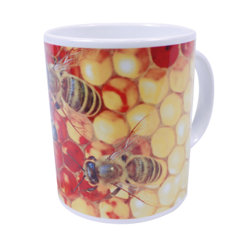 Mug en céramique motif alvéoles et abeilles