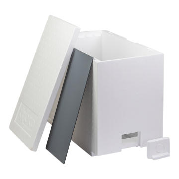 Ruchette Dadant 6 cadres polystyrène avec fond aéré et plaque d'hivernage - ICKO - palette de 42