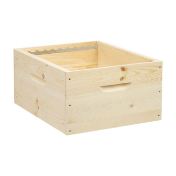 Corps de ruche langstroth mi-bois avec crémaillères paraffiné - Ruchéco