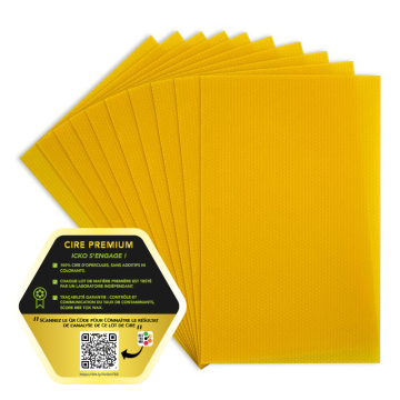 Palette de 80 - carton de 5 kg de cire PREMIUM sélectionnée gaufrée - corps Dadant (260 X 410 mm)