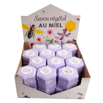Présentoir de 36 savons au miel de thym 100 g - parfum lavande