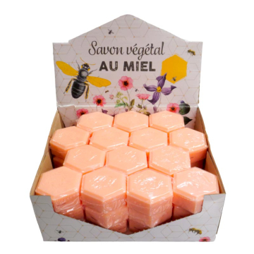Présentoir de 36 savons au miel de thym et cire d'abeille 100 g - parfum orange
