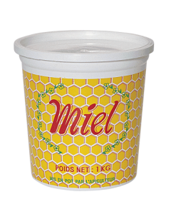 10 pots en plastique pour miel 1 kg HELLION - modèle alvéoles - sans couvercle