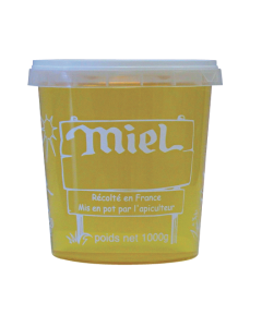 10 pots en plastique pour miel 1 kg PAL NICOT - modèle miel blanc - avec couvercle