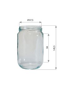 Pot en verre cylindrique 1kg (748ml) TO82