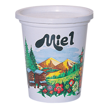 10 pots en plastique pour miel 500 g HELLION - modèle montagnes - sans couvercle