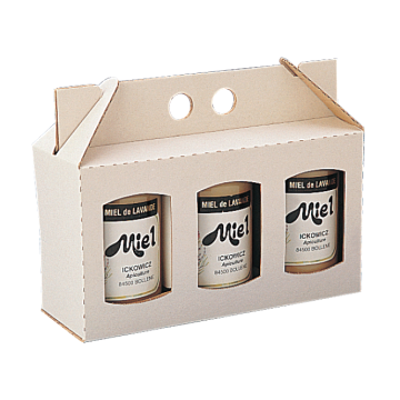 Valisette cadeau en carton - pour 3 pots 500g