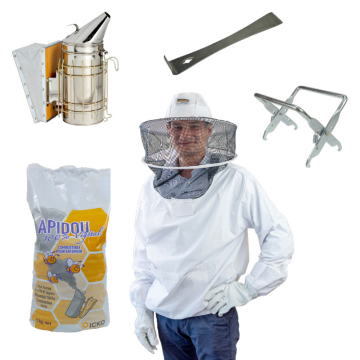 Pack rucher débutant complet - kit apiculture avec vareuse, enfumoir et outils