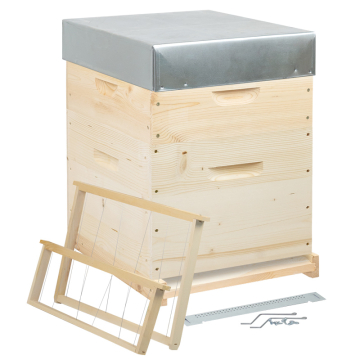 Ruche Dadant 10 cadres mi-bois complète Ruchéco plateau milieu aéré