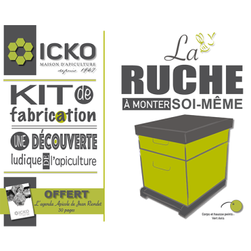 Ruche Dadant 10 cadres Ruchéco vert anis - en kit