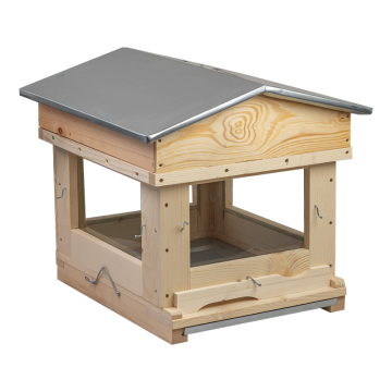 Corps de ruche Dadant 10 cadres 4 faces vitrées avec crémaillères et toit chalet - Ruchéco