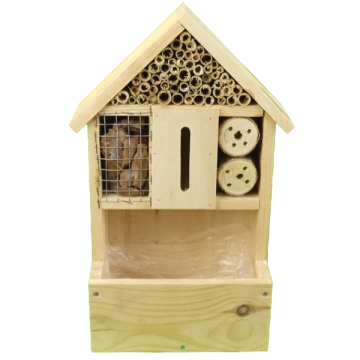 Hôtel à insectes en bois brut 37x20x13 cm