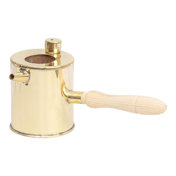 Burette à cire en laiton avec manche bois - bain marie pour cadres