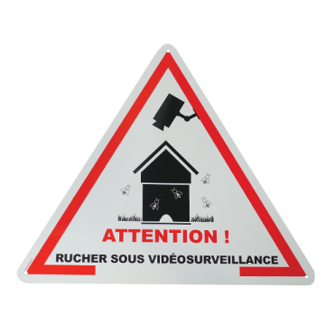 Panneau PVC de rucher "sous vidéo-surveillance" - 25x28,5 cm