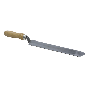 Couteau à désoperculer en acier, lame courbée à dents - Made In France