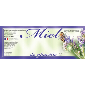 100 étiquettes personnalisables miel de phacélie 154 x 60 mm
