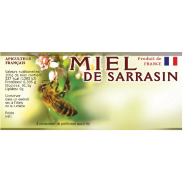 100 étiquettes adhésives miel de sarrasin - 116 x 50 mm