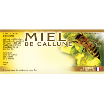 Étiquettes "miel de callune" personnalisables 116x50 mm (x100)