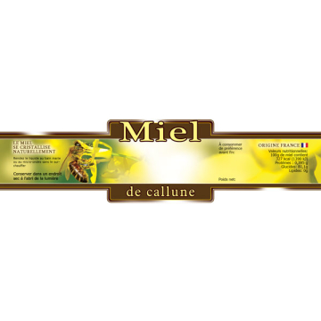 Lot de 100 étiquettes adhésives personnalisables miel de callune (185x55mm)