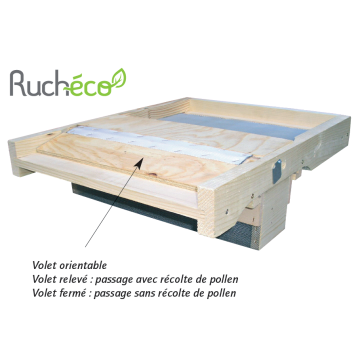 Trappe à pollen Percie avec fond de ruche pour 10 cadres