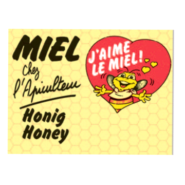 Panneau PVC 'cœur et abeille' pour vente de miel 50x40 cm