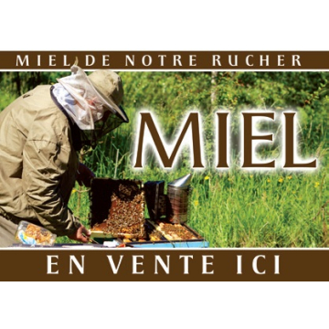 Panneau PVC vente de miel modèle apiculteur 42x29,5 cm