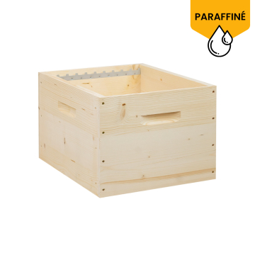 Corps de ruche Dadant 10 cadres mi-bois avec crémaillères paraffiné - Ruchéco