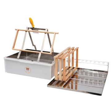 Bac à désoperculer avec chevalet inox 2 personnes - 45x52cm