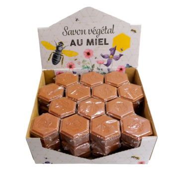 Présentoir de 36 savons au miel de thym 100 g - parfum chocolat