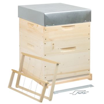 Ruche complète Dadant 10 cadres Ruchéco - mi-bois, plateau aéré, hausse, cadres droits