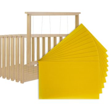 Pack de 10 cadres droits et 10 feuilles de cire gaufrée sélectionnée - Dadant corps