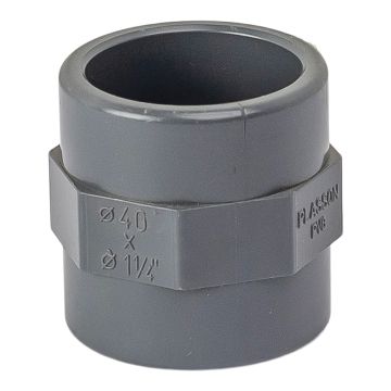 Raccord PVC femelle 33x42 et côté mâle à coller 40 mm