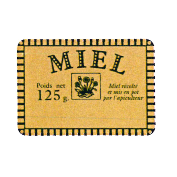 1500 personnalisables (modèle rustique) "Miel 125 g" - 35 x 25 mm