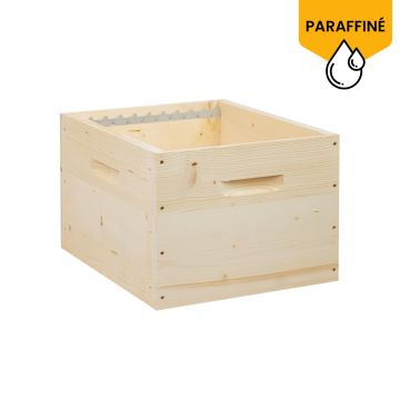 Corps de ruche Dadant 10 cadres mi-bois avec crémaillères paraffiné - Ruchéco
